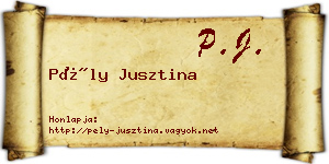 Pély Jusztina névjegykártya